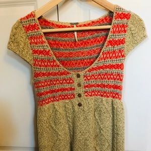 Free People Knitted Short Sleeve Top XS